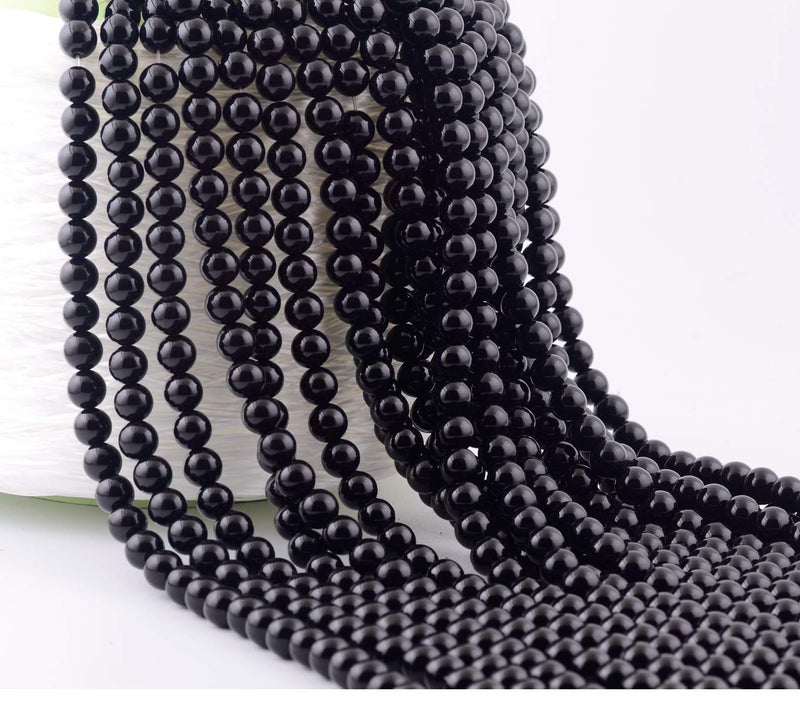 Cmidy Natural Stone Beads 100pcs 8mm Black Obsidian Round Genuine Real Stone Beading Loose Gemstone Hole Size 1mm DIY Charm Smooth Beads for Bracelet Necklae Earrings Jewelry Making (Black Obsidian, 68mm) - Image 5
